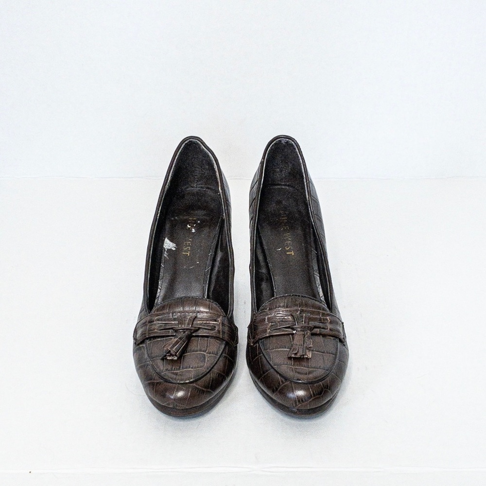 Nine West | Brown Leather Croc Pump - Picture 3 of 5